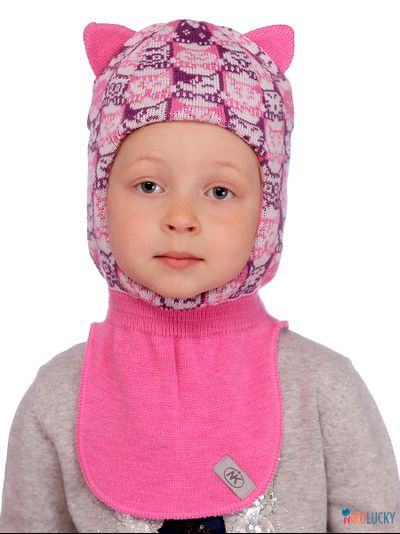 Шапка-шлем  20101-04, цвет розовый,серый,белый р. 52-54