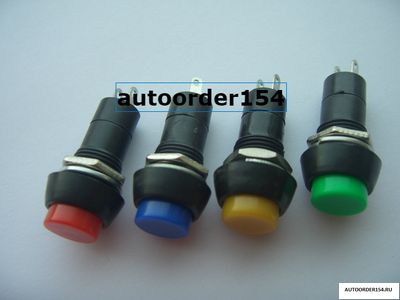 Выключатель кнопка круглая д.12 (с фиксацией, пластмасс) 03000087