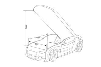 Кровать-машина объемная "BMW" (синий, матрас стандарт)