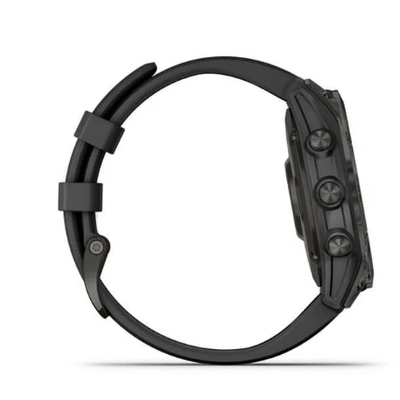 Умные часы Garmin Fenix 7 Sapphire Solar титановый серый DLC с черным ремешком