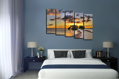 Модульная картина "Закат на озере"