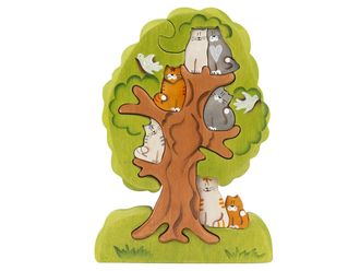 Деревянный пазл Кошки на дереве