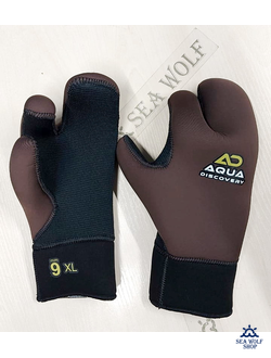 Рукавицы неопреновые 9мм AquaDiscovery 3х-палые "Classic" brown ОП р.XL