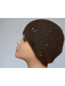 Коричневый однослойный берет с пайетками Vizio 5219 фото