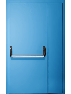 Дверь противопожарная  ДПМ-02/60 (EI 60) полуторная, размером 2070*1260 с системой антипаника "пуш-бар" - 1,2 мм