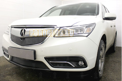 Защита радиатора Acura MDX III 2014- black верх PREMIUM