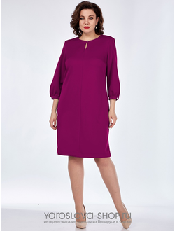 Модель: 2566-1. Платье прямого силуэта малинового цвета.