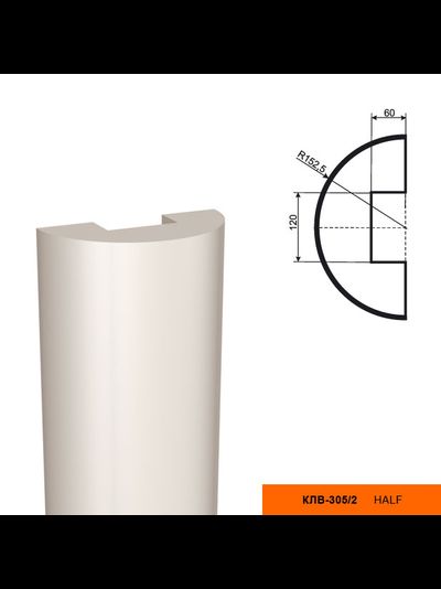 Капитель к фасадной полуколонне из пенополистирола с покрытием LEPNINAPLAST-FASAD (Лепнинапласт-фасад) КЛВ-305/1 HALF
