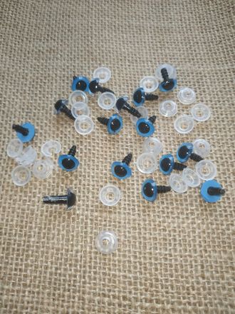 Глазки винтовые, диаметр 10 мм, цвет синий, цена за 1 пару