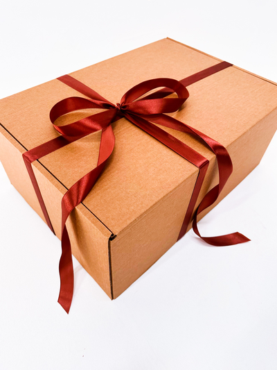 Огромная подарочная коробка GILEV 52x38x22 см с наполнителем и коричневой лентой