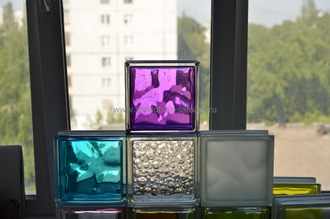 Стеклоблоки 24x24 Vitrablok окрашенный внутри волна аметист