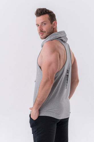 Майка Fitness Tank top with a hoodie 323 Серая