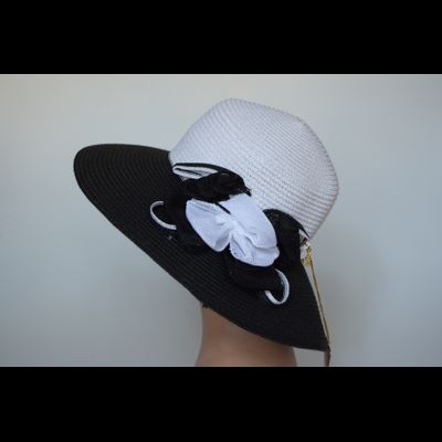 Stefania Maiaroli шляпа летняя 1637 черная с белой тульей