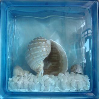 Стеклоблок декоративный Морская тематика МТ_003 (Ч) 19х19х8 см