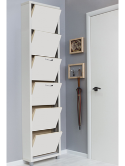 Обувница Айрон-6 Люкс (фасад стекло Белое)