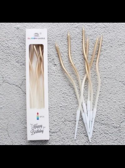 Свечи для торта волна 16,5 см (6 шт) золотой градиент