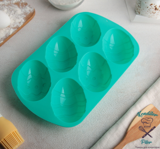 Форма для выпечки «Пасхальные яйца», 27×17 см, 6 ячеек, цвет МИКС