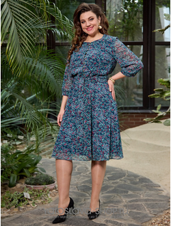 Модель: 2318.Платье из шифона с растительным орнаментом