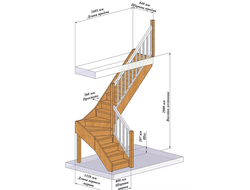 Лестница Г-образная 2900/правая