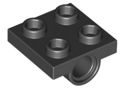 Plate, Modified 2 x 2 with Pin Holes, Black (2817 / 281726)