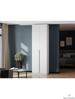 ШК 5 800 шкаф двустворчатый распашной с антресолью Белый текстурный