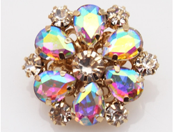 ПУГОВИЦЫ ДЕКОРАТИВНЫЕ СО СТРАЗАМИ, 25 мм. 50 шт. РК-00084. Цвет: Аквамарин