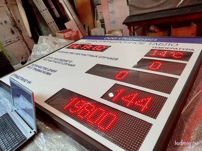 Электронное табло число дней без травм, несчастных случаев / отработано ЧЧ время, t 1300-1520