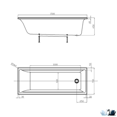 Ванна Azario Liliana 150x70 см AV.0012150, акриловая, прямоугольной формы