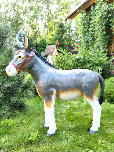 Садовая фигура ОСЛИК С ТЕЛЕЖКОЙ 98*2500см полистоун/дерево Россия ( Ослик без телеги 98*100см 11,7кг - 13940р; телега без ослика 150*60*62см - 12890р)  1,1м3  19348/016708  Экономия при покупке комплекта 2850р