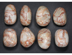 Мрамор бело-розовый, галтовка в ассортименте (25-28 мм, 10-14 г) №26951