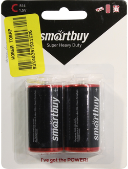 Батарейка C солевая Smartbuy SBBZ-C02B 1.5V 2 шт