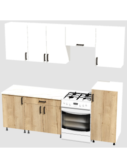 Кухня Эконом 1,8 метра с полуколонкой (1300х500) Цвет: Белый/Дуб Вотан