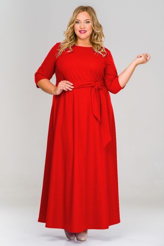 Платье Макси из крепа ЛТ 1518403 красный (52-78).