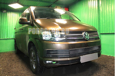 Защита радиатора Volkswagen T6 (Multivan,Caravelle) 2015- (2 части) black низ