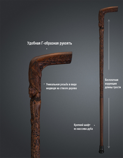 Трость "Медведь на дереве"