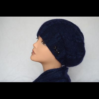 Берет синий из шерсти и мохера Vizio Италия 5294