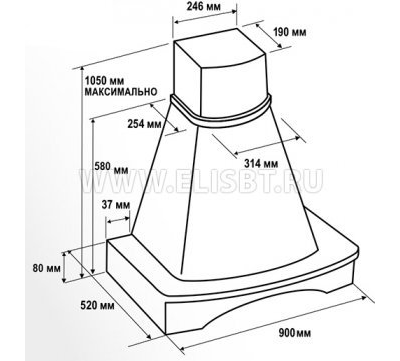 Вытяжка ДИАНА Vialona Cappe 90 схема