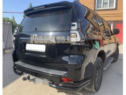 Защита заднего бампера угловая двойная с покрытием «раптор» d60/42 для Toyota Land Cruiser Prado 150 2017-