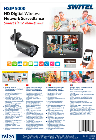 Switel. Комплект видеонаблюдения (1 камера и монитор) HSIP с DVR, HD