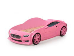 кровать-машина объемная EVO Мерседес розовый
