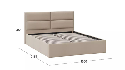 Спальня ГЛОСС - Кровать с мягкой обивкой тип 1 1600 Велюр Мокко светлый