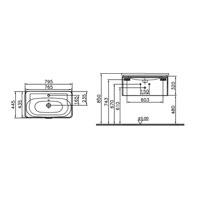 Шкаф с раковиной VitrA Nest Trendy (с 1 ящиком, 80 см, цвет натуральная древесина), 56138