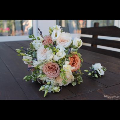 Букет невесты &amp; Бутоньерка № 1328