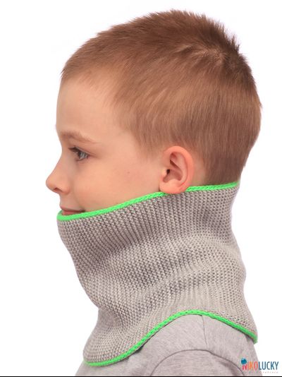 Шарф(снуд)  22-33 двойной, цвет серый, салатовый размер 2