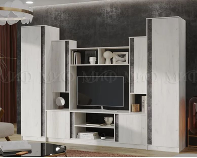 Гостиная Атлантида 5 Дуб крафт белый/Бетон темный Ш2800×В2016×Г510