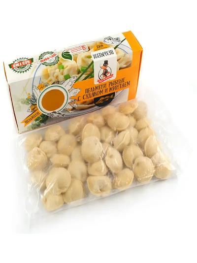 ПЕЛЬМЕНИ рыбные С СУДАКОМ и МИНТАЕМ 400гр