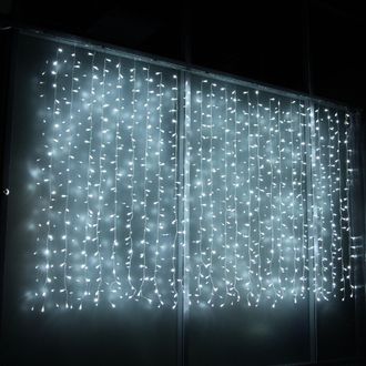 Световой занавес, 500 светодиодов, 2.5х1.5 м, соединяемый (до 6 шт.), уличный, белый