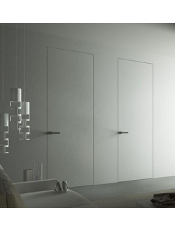 Дверь межкомнатная скрытая QIN11 INVISIBLE (комплект) AL кромка черная 42 мм