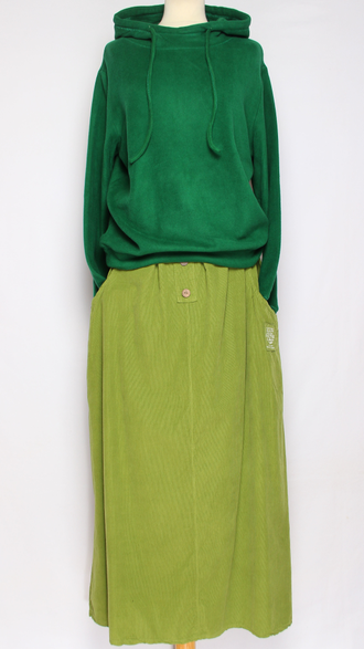 ЮБКА  вельвет " Пуговицы спереди и нашивка" яблоко до р.56