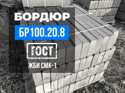 Садовый бордюр БР 100.20.8 | 1000х200х80 мм. ГОСТ 6665-91